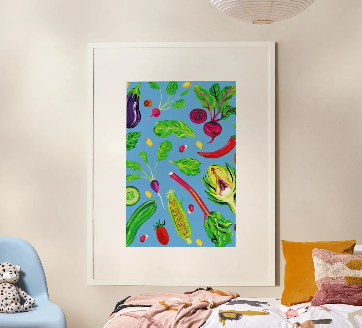 Spring Vegetables Blue poster da Alice Straker