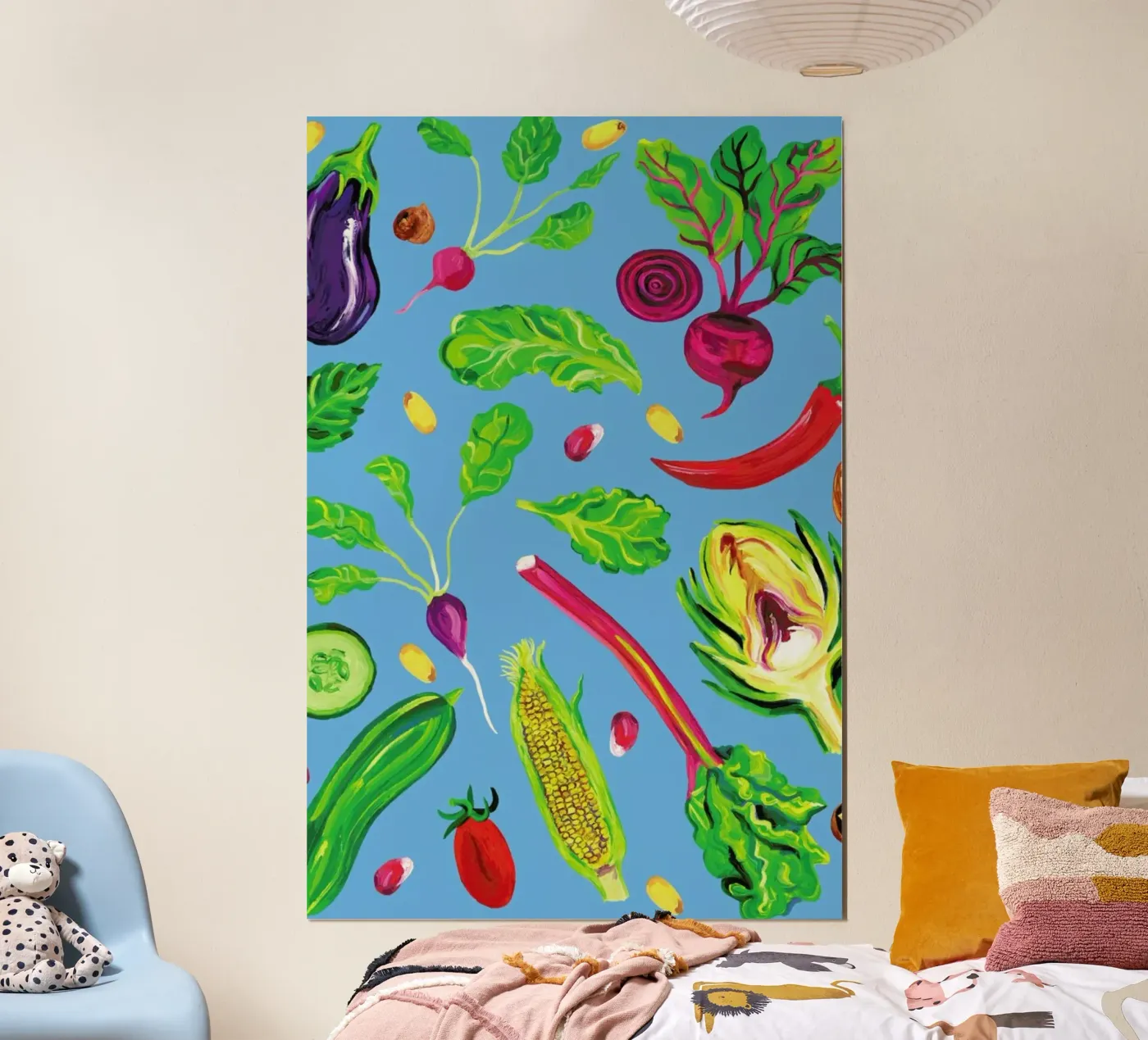 Spring Vegetables Blue poster da Alice Straker