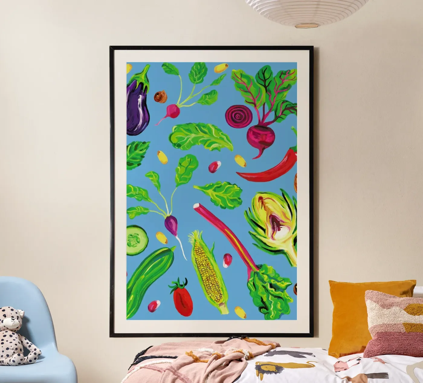 Spring Vegetables Blue poster da Alice Straker