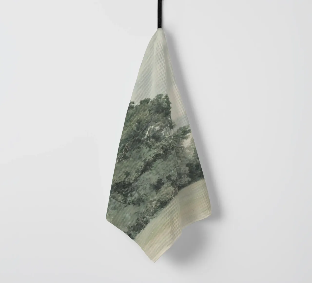 Pastoral Trees: Misty Landscape, Tonalist Nature Art tea towel by ClubArt