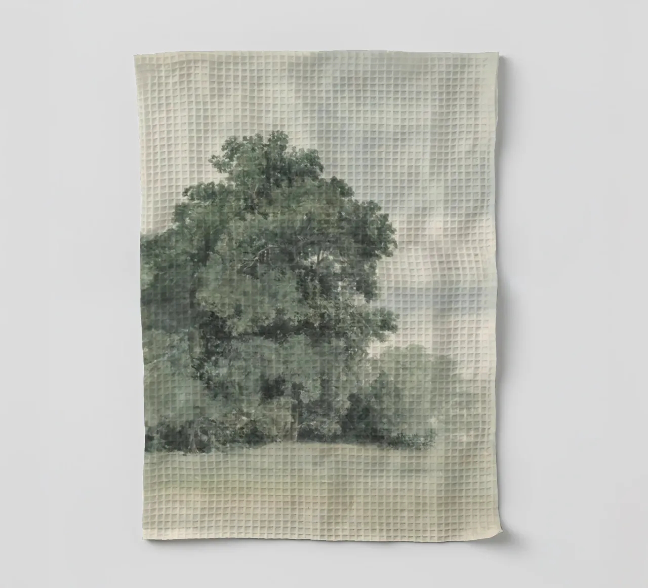 Pastoral Trees: Misty Landscape, Tonalist Nature Art tea towel by ClubArt