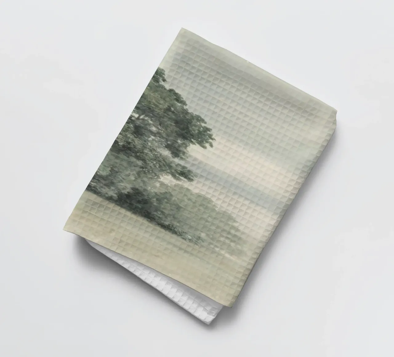 Pastoral Trees: Misty Landscape, Tonalist Nature Art tea towel by ClubArt