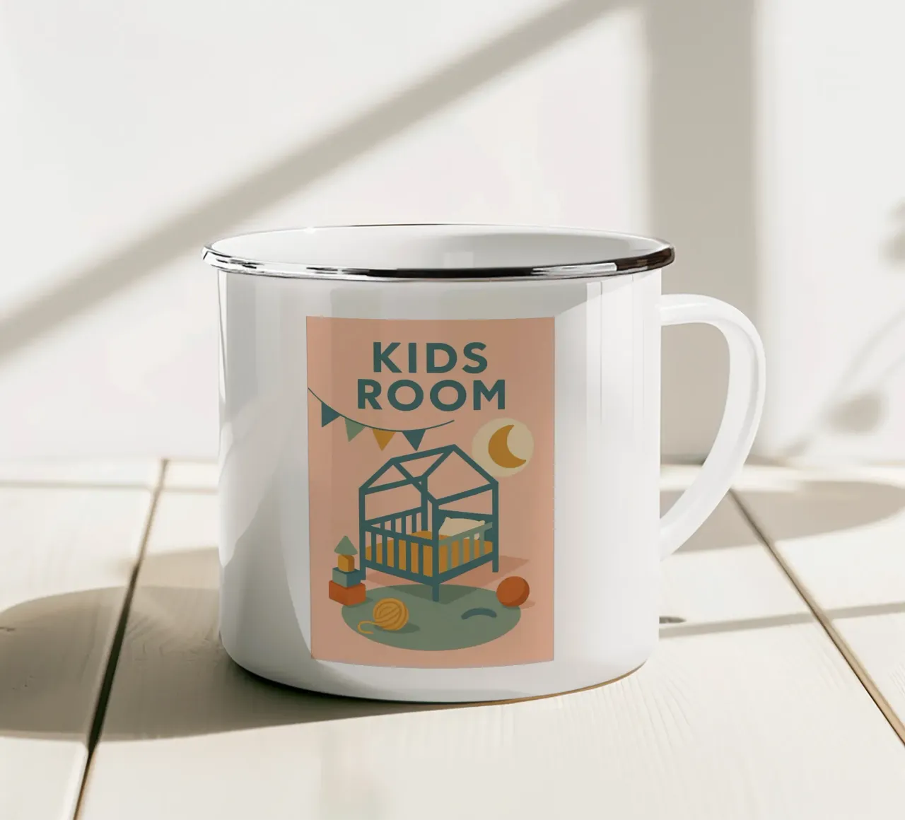 CAMERA DEI BAMBINI - Morbidezza vintage per i più piccoli tazza in smalto da So Cute Land - Affiches et posters