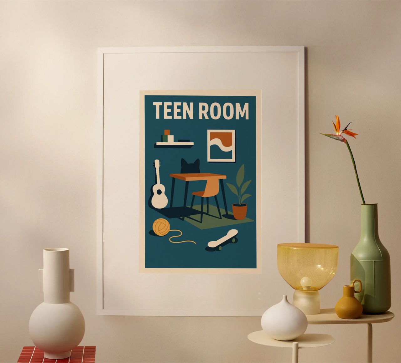 TEEN ROOM - A creative space for style-conscious teenagers poster by So Cute Land - Affiches et posters