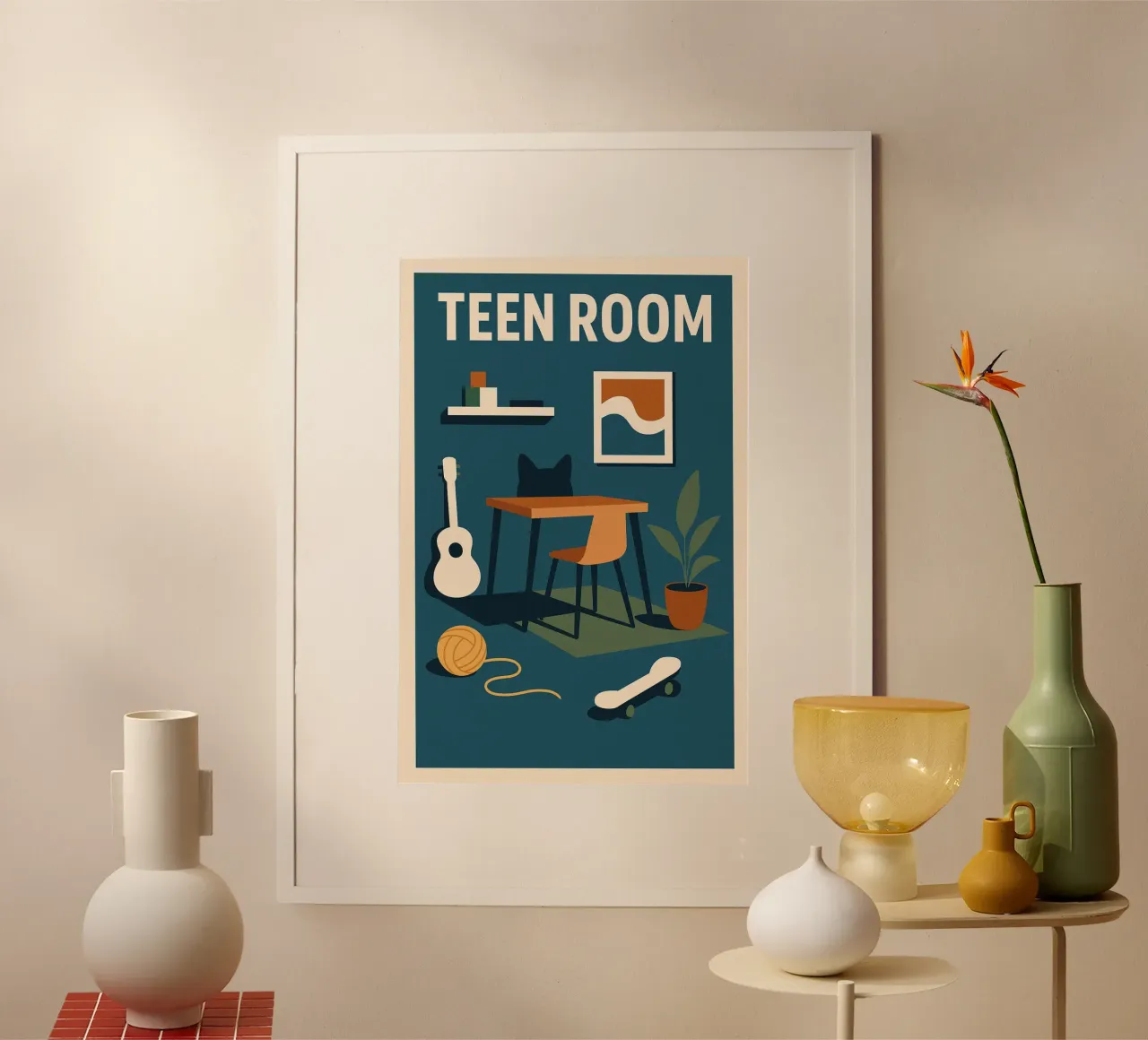 TEEN ROOM - A creative space for style-conscious teenagers poster by So Cute Land - Affiches et posters
