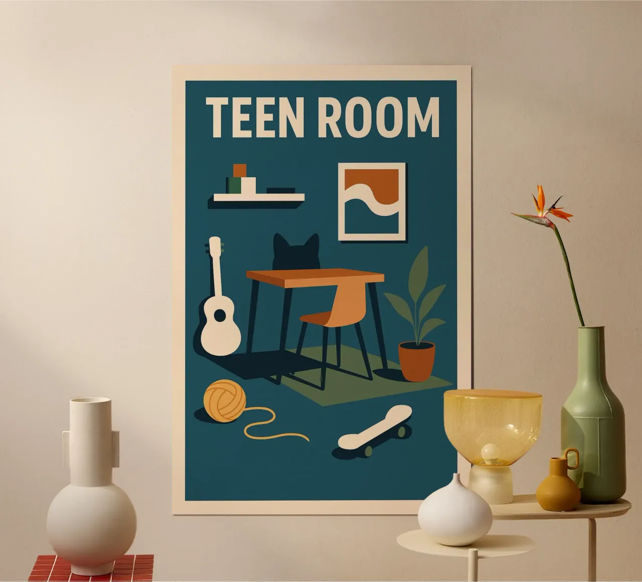 TEEN ROOM - A creative space for style-conscious teenagers poster by So Cute Land - Affiches et posters