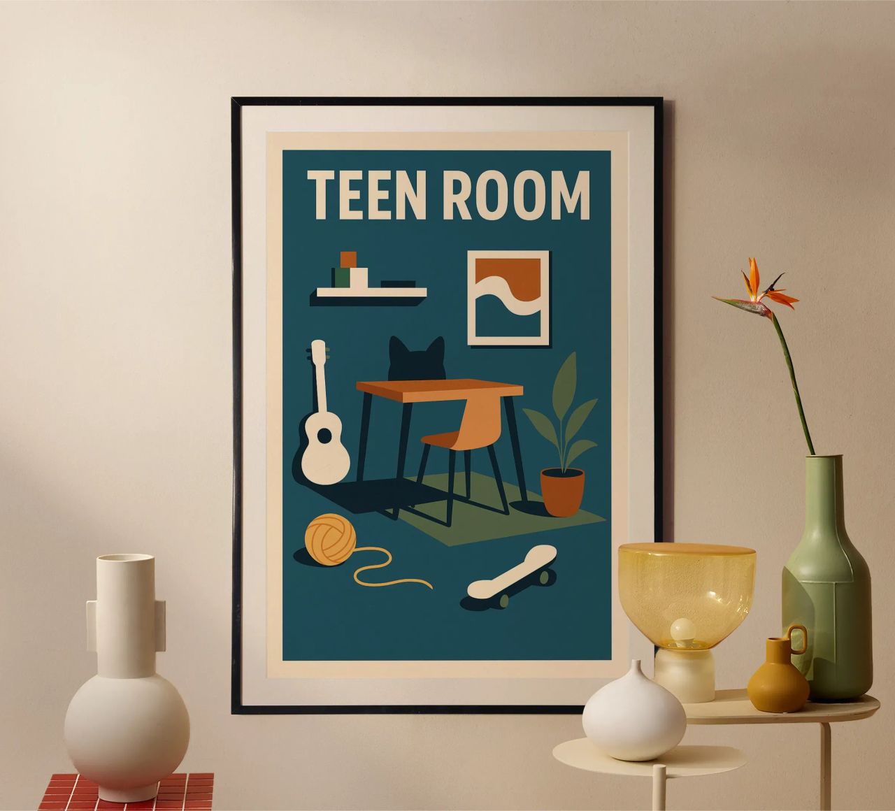 TEEN ROOM - A creative space for style-conscious teenagers poster by So Cute Land - Affiches et posters