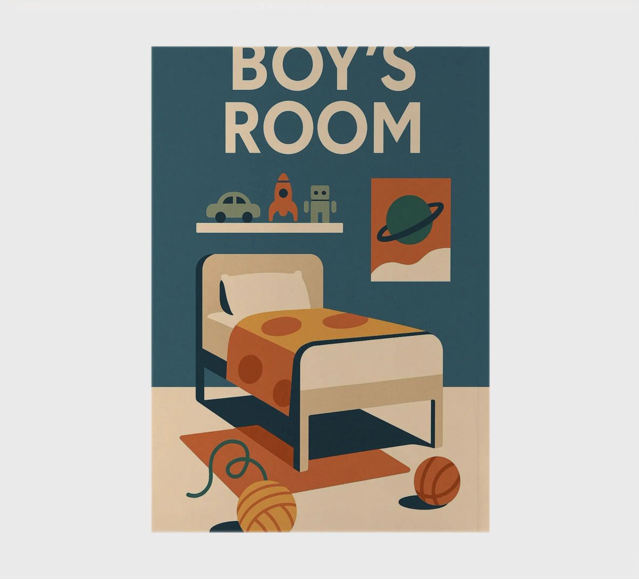 BOY'S ROOM - The retro and space universe of little adventurers notebook by So Cute Land - Affiches et posters