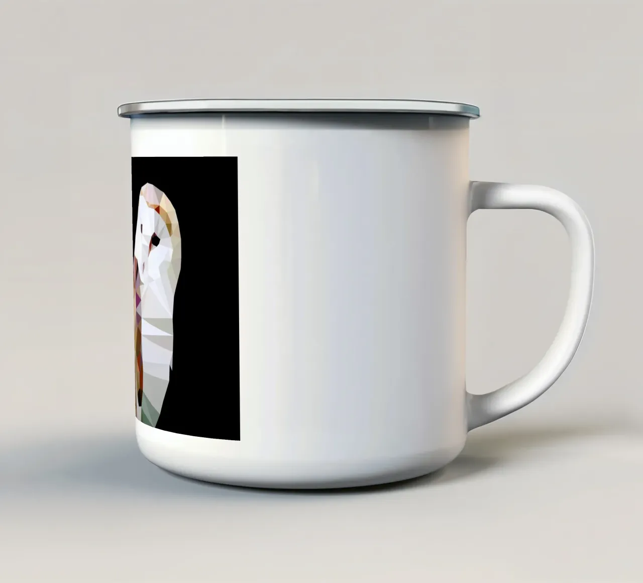 Tyto alba enamel mug by Matěj Kašpar Jirásek