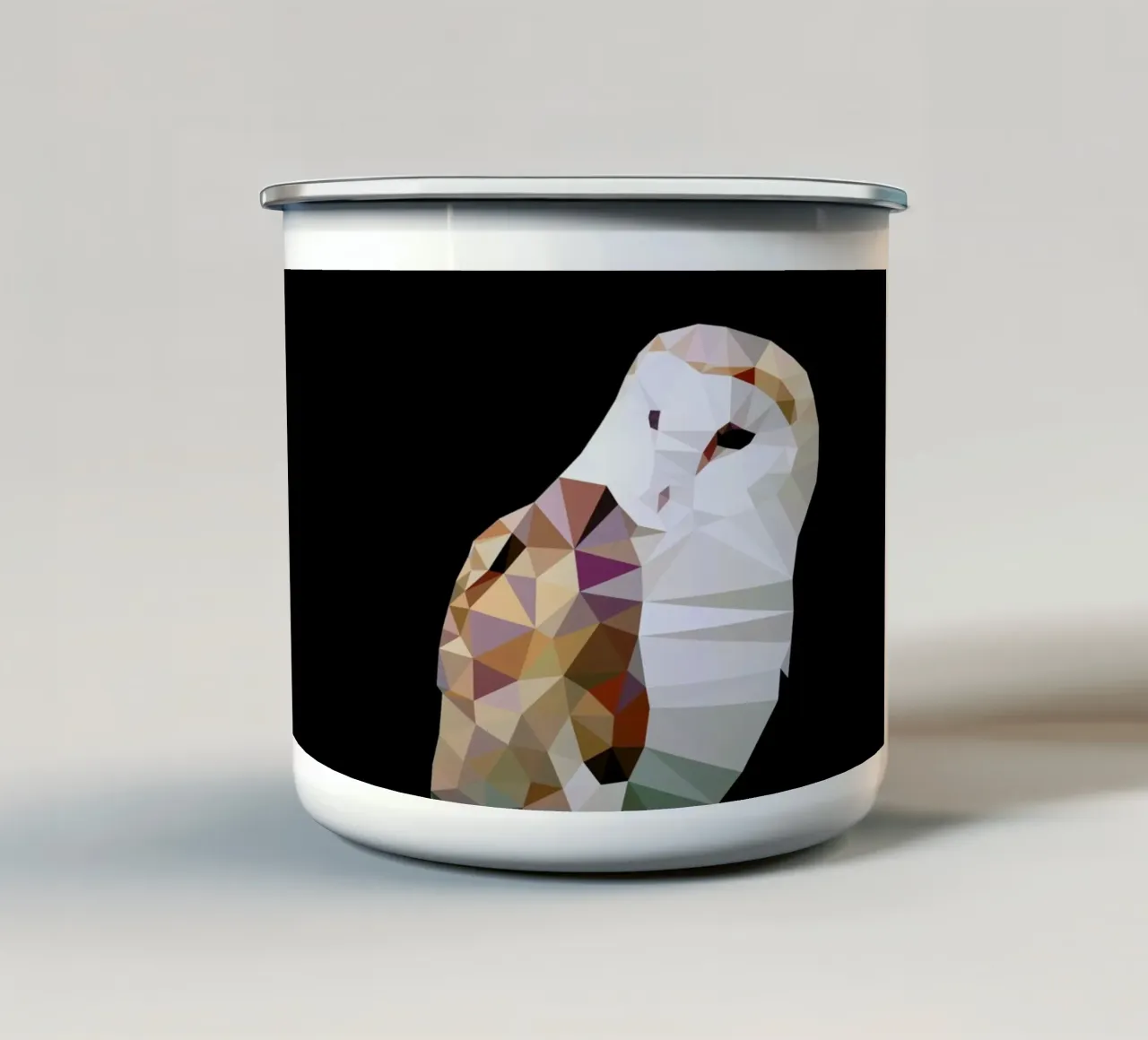 Tyto alba enamel mug by Matěj Kašpar Jirásek