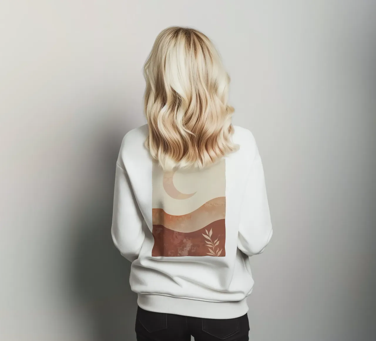 Boho Moon Autumn Earthy Minimal Spiritual Landscape Art sudadera de Gentle Echoes Art