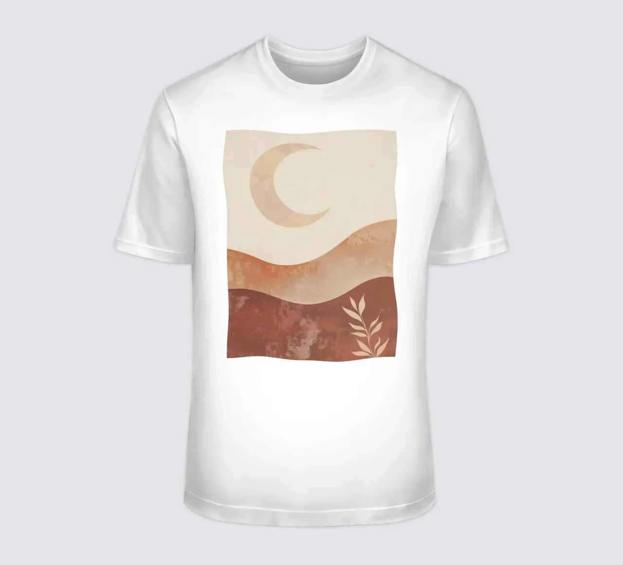 Boho Maan Herfst Aards Minimal Spiritueel Landschap Kunst t-shirt van Gentle Echoes Art