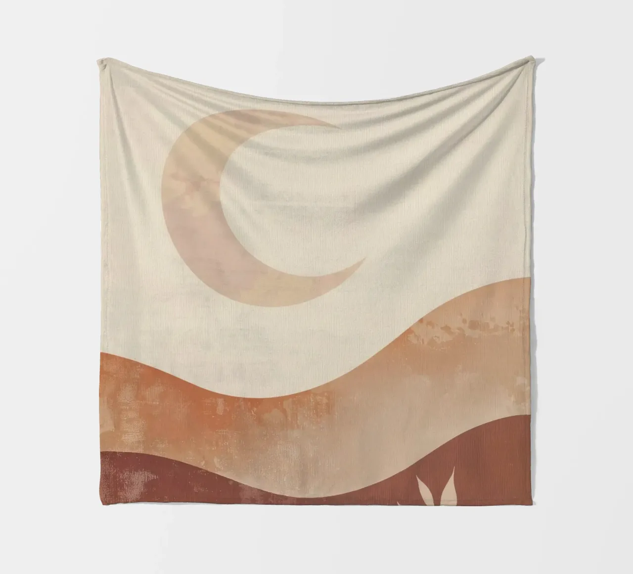 Boho Maan Herfst Aards Minimal Spiritueel Landschap Kunst fleecedeken van Gentle Echoes Art
