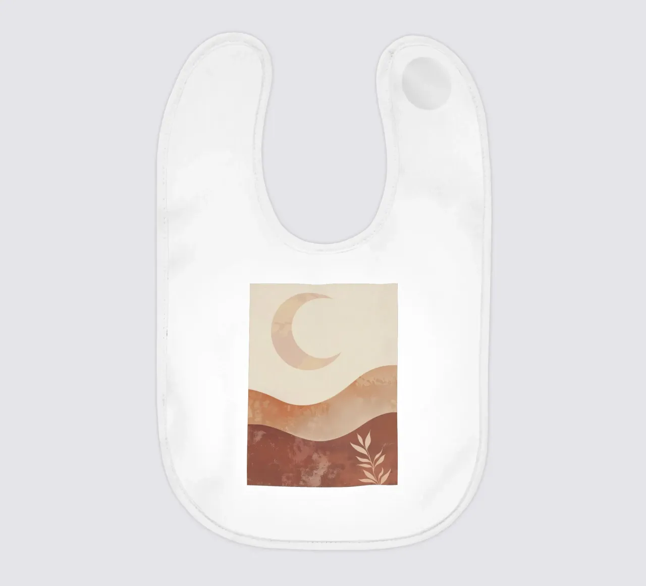 Boho Moon Autumn Earthy Minimal Spiritual Landscape Art baby bib by Gentle Echoes Art