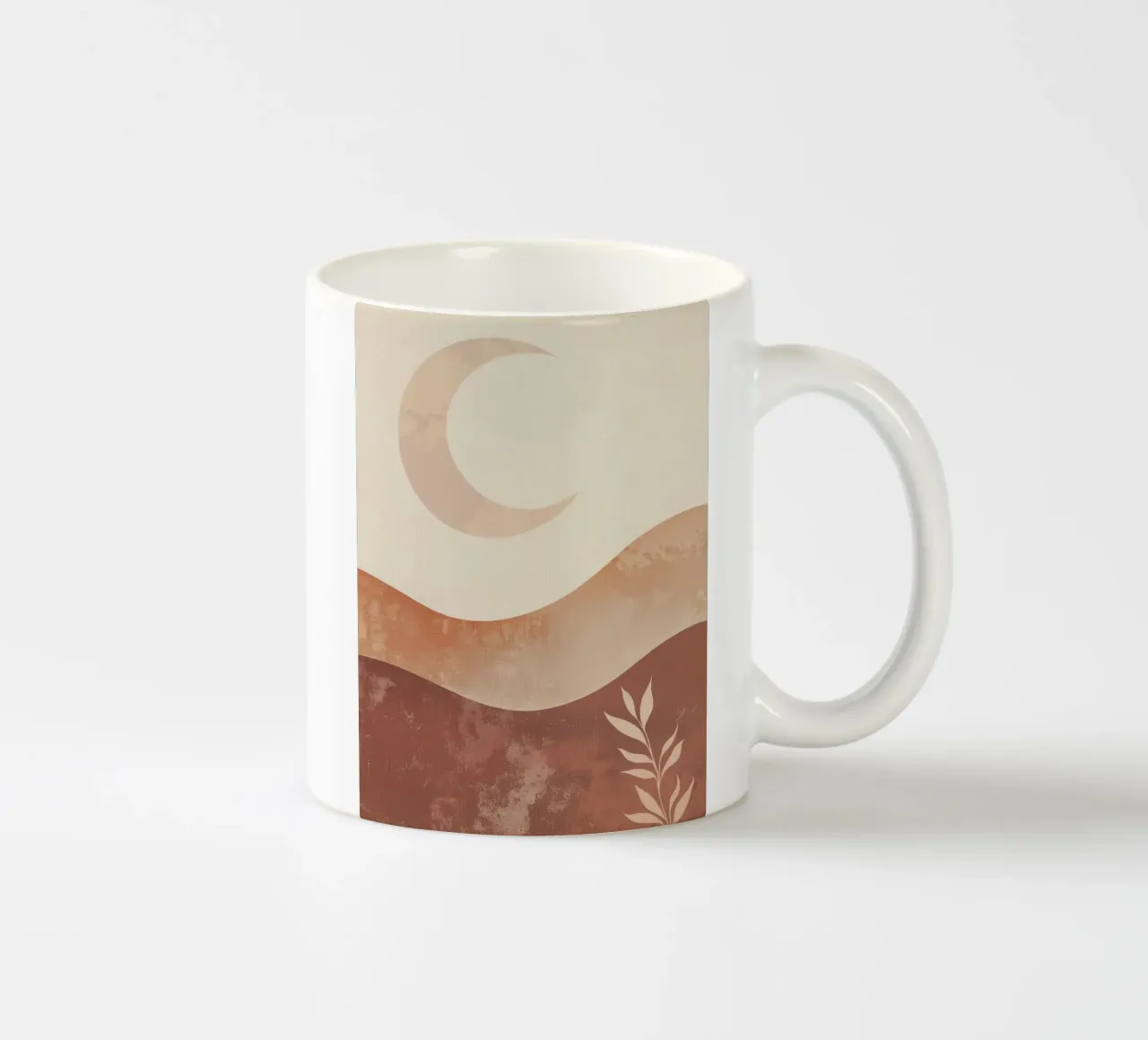 Boho Maan Herfst Aards Minimal Spiritueel Landschap Kunst keramische mok van Gentle Echoes Art