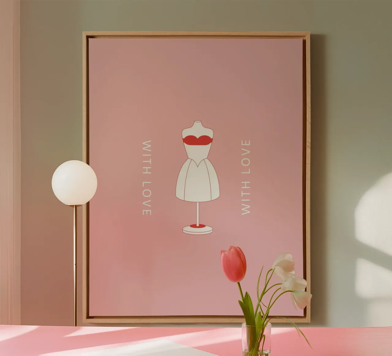 Con amore rosa tela con Cornice a cassetta da janamossmann