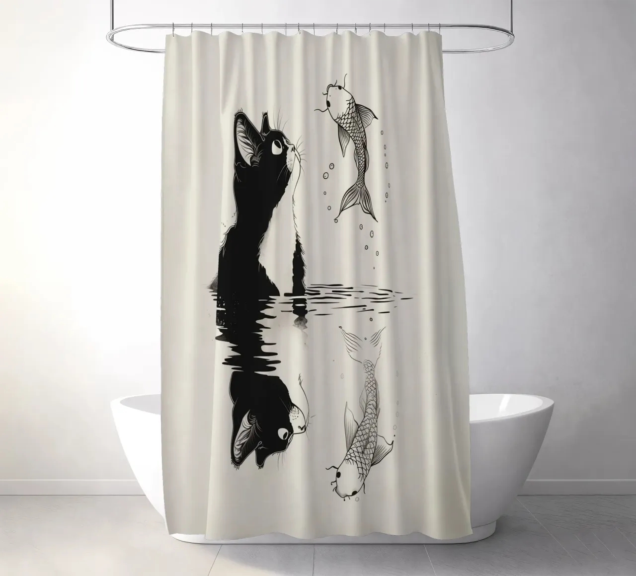 Cat and fish tenda da doccia da 2toastdesign