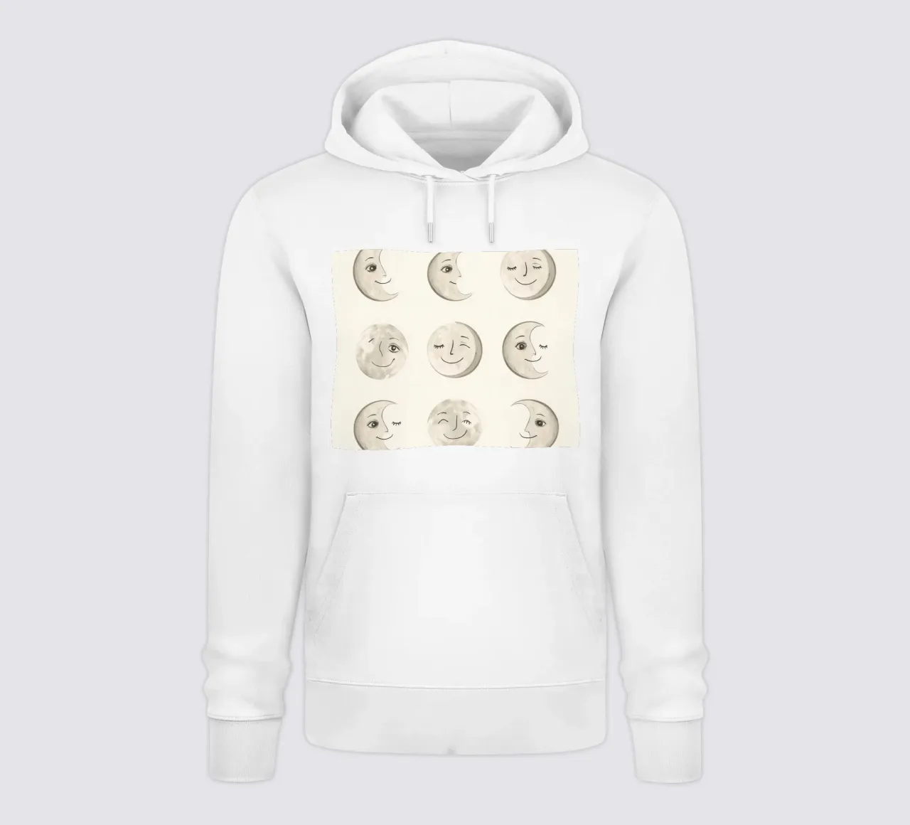 Facce di luna sorridenti in diverse fasi con vari volti felpa con cappuccio da DesignDoodle