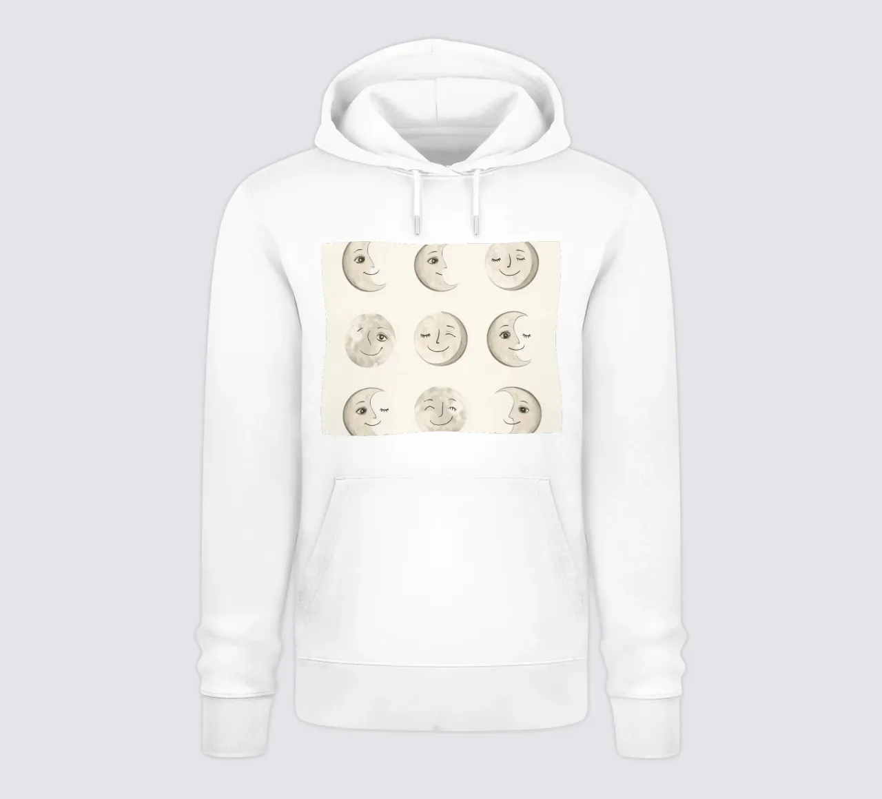 Facce di luna sorridenti in diverse fasi con vari volti felpa con cappuccio da DesignDoodle
