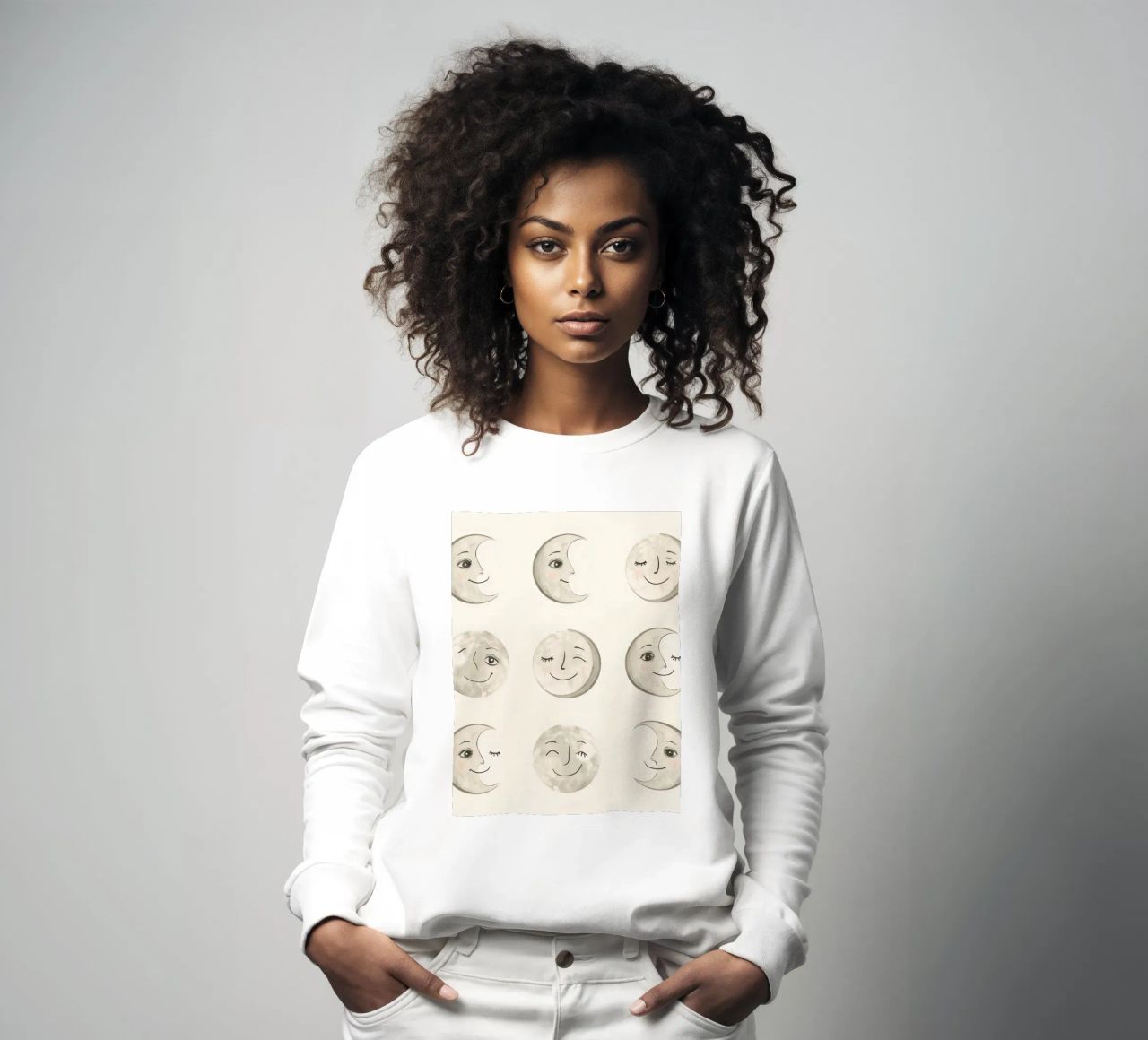 Facce di luna sorridenti in diverse fasi con vari volti felpa da DesignDoodle