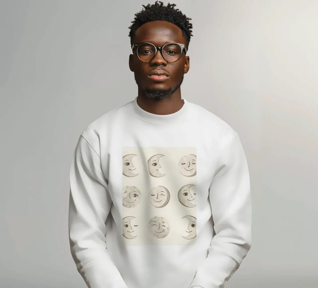 Lächelnde Mondgesichter in verschiedenen Phasen mit verschiedenen Gesichtern Sweatshirt von DesignDoodle