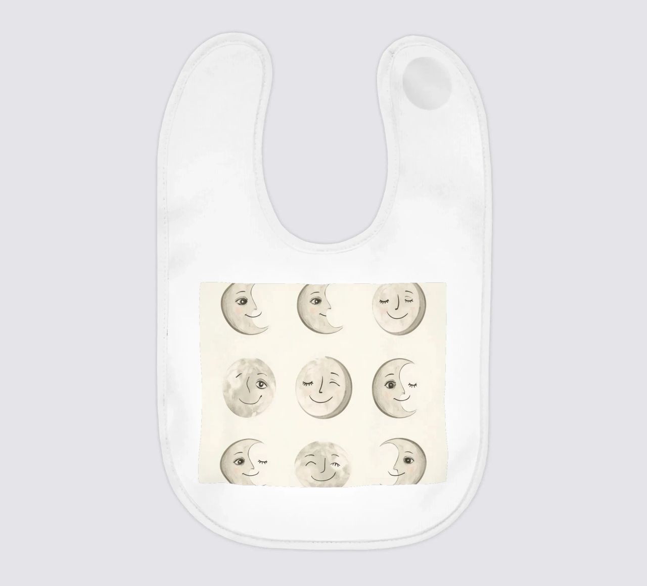 Facce di luna sorridenti in diverse fasi con vari volti bavaglino da DesignDoodle