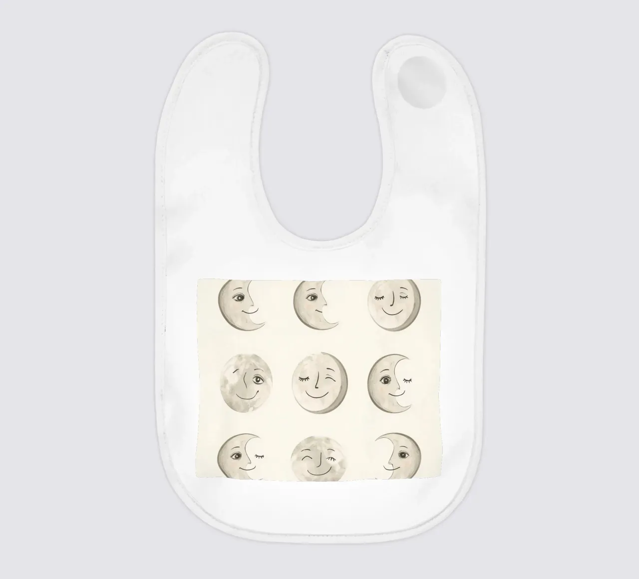 Smiling Moon Faces in Different Phases with Various faces baby bib by DesignDoodle