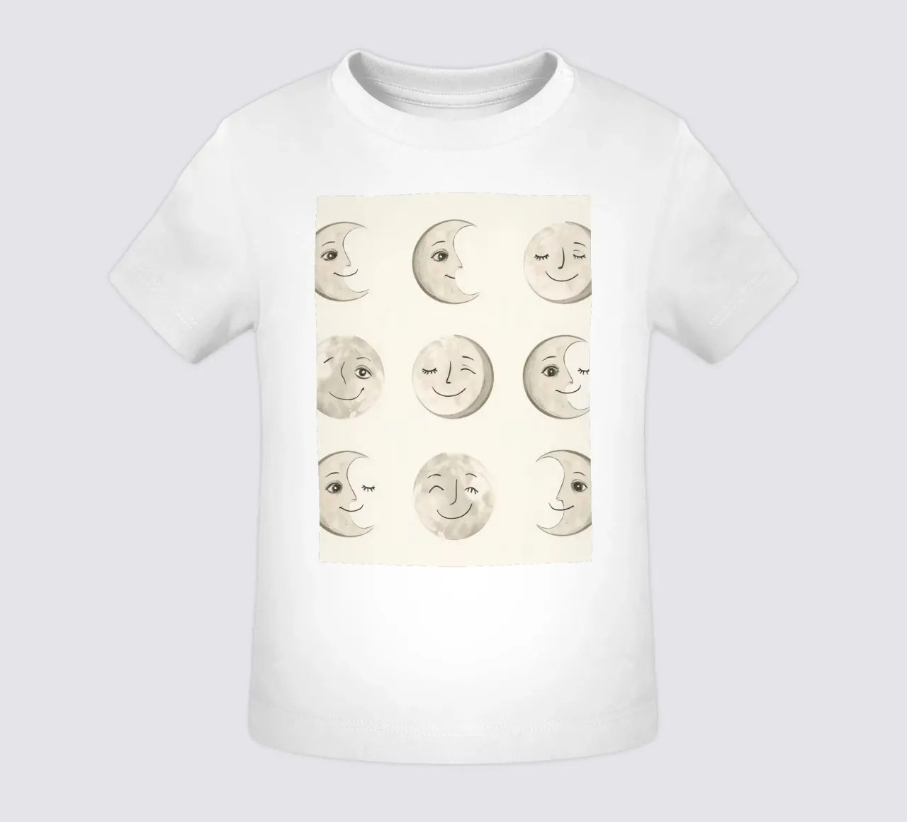 Facce di luna sorridenti in diverse fasi con vari volti maglietta neonato da DesignDoodle