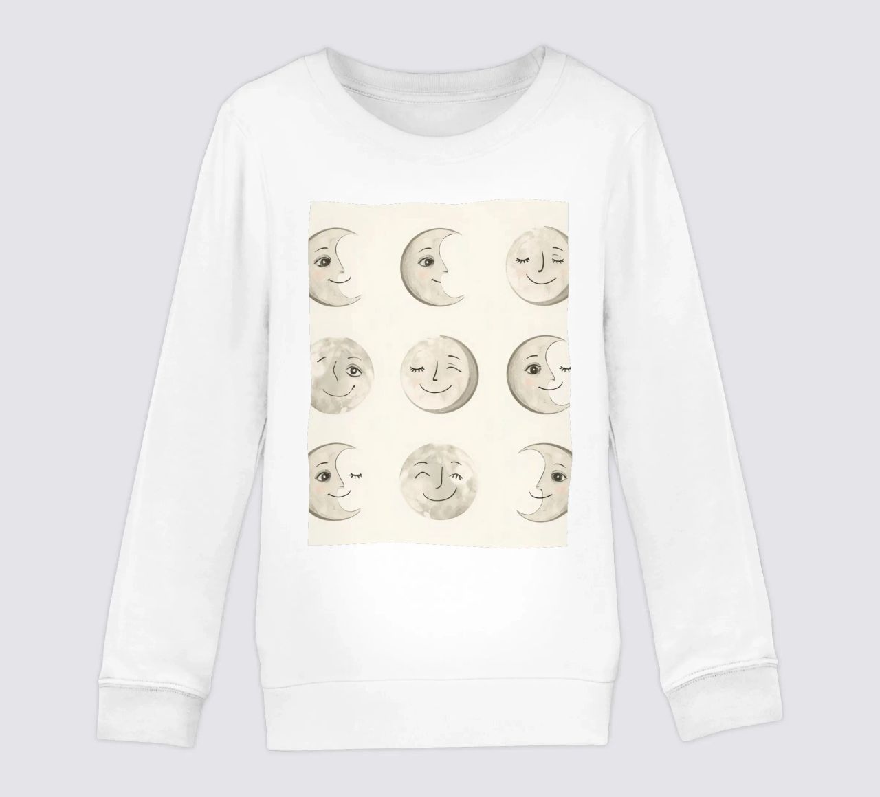 Facce di luna sorridenti in diverse fasi con vari volti felpa bambino da DesignDoodle