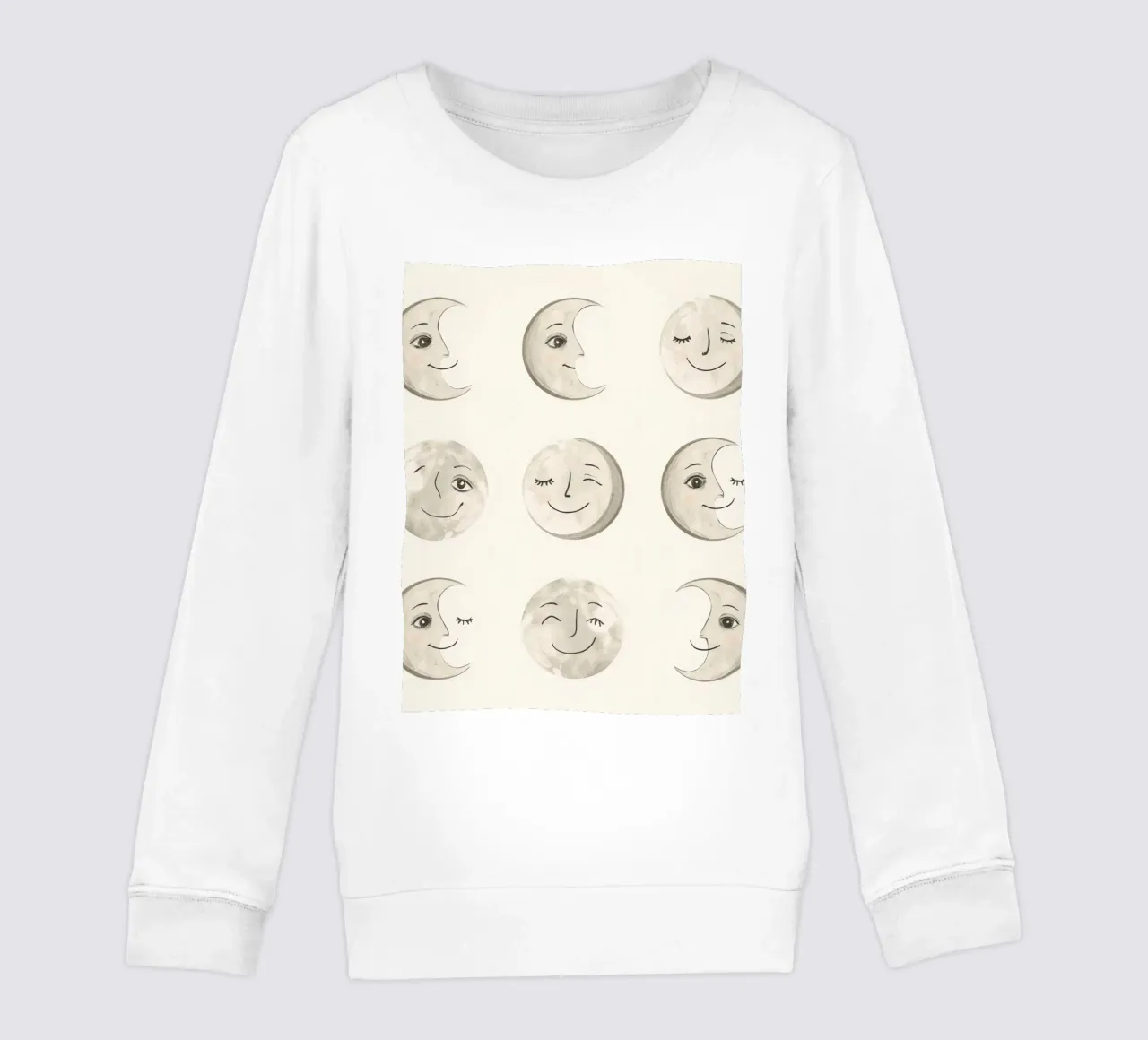 Facce di luna sorridenti in diverse fasi con vari volti felpa bambino da DesignDoodle