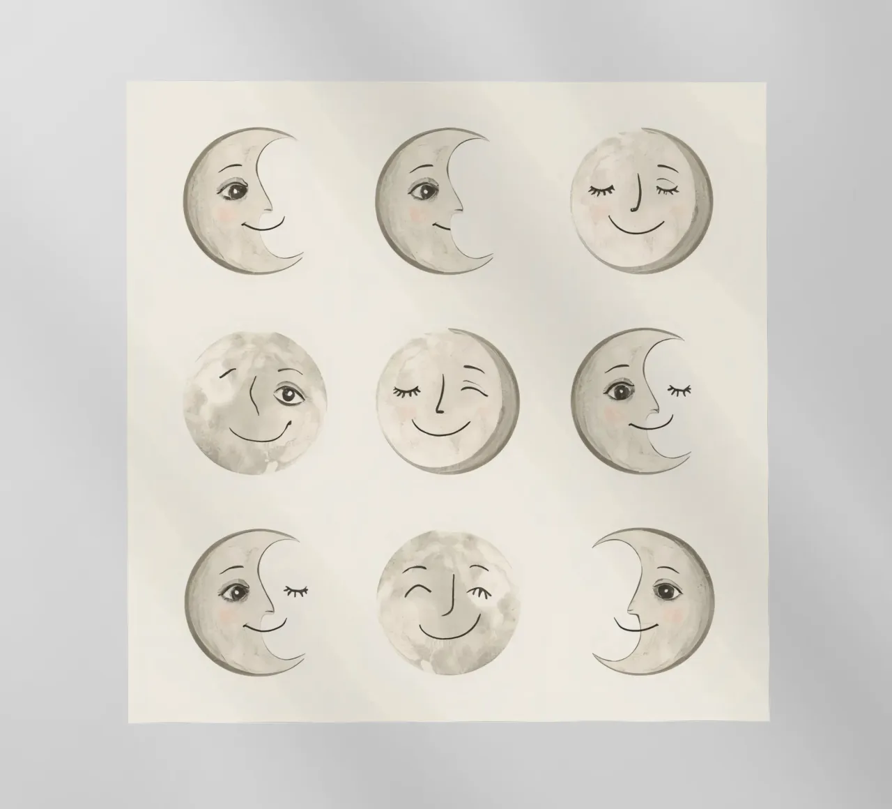 Facce di luna sorridenti in diverse fasi con vari volti pellicola backlit da DesignDoodle