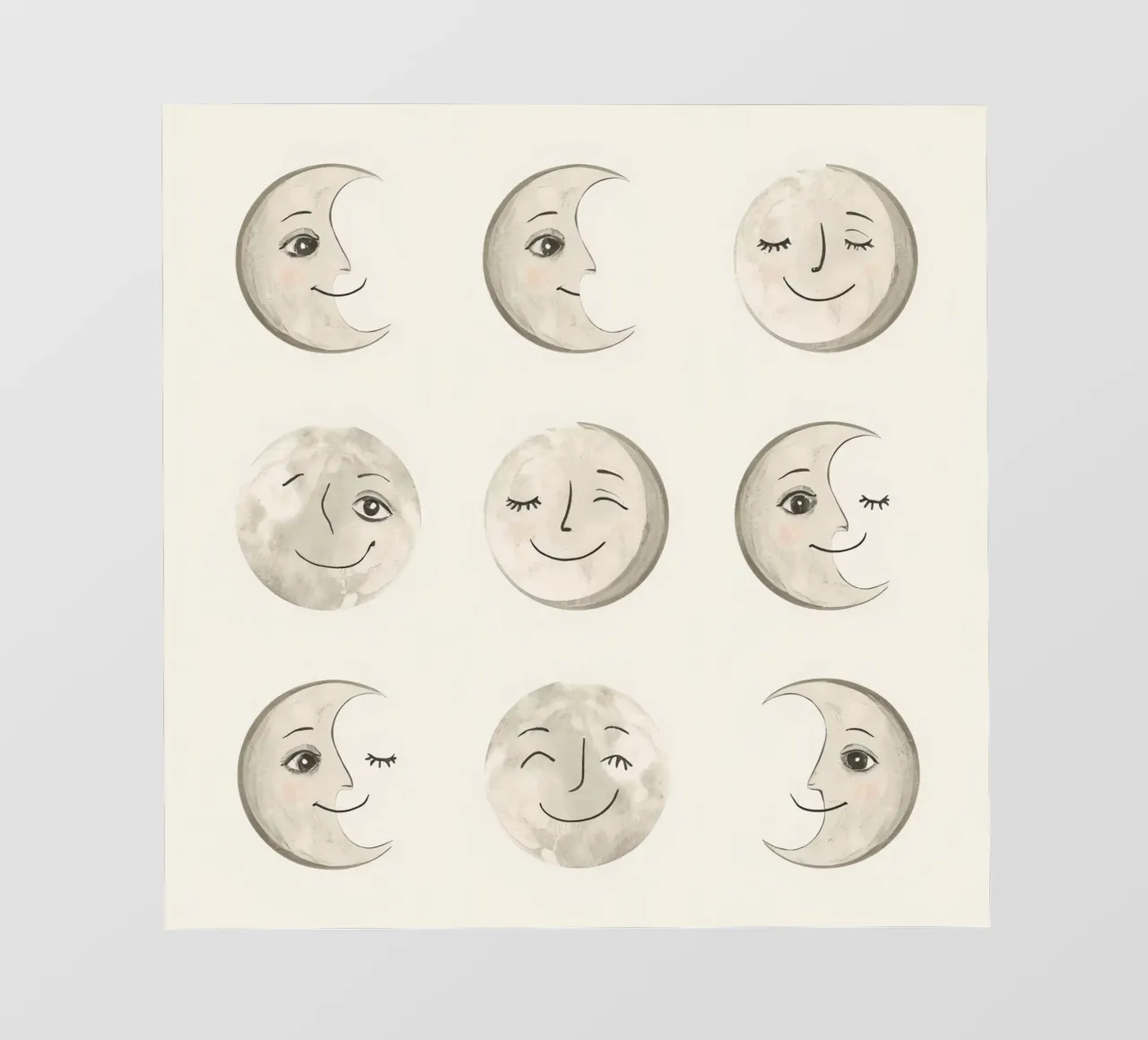 Facce di luna sorridenti in diverse fasi con vari volti pellicola backlit da DesignDoodle