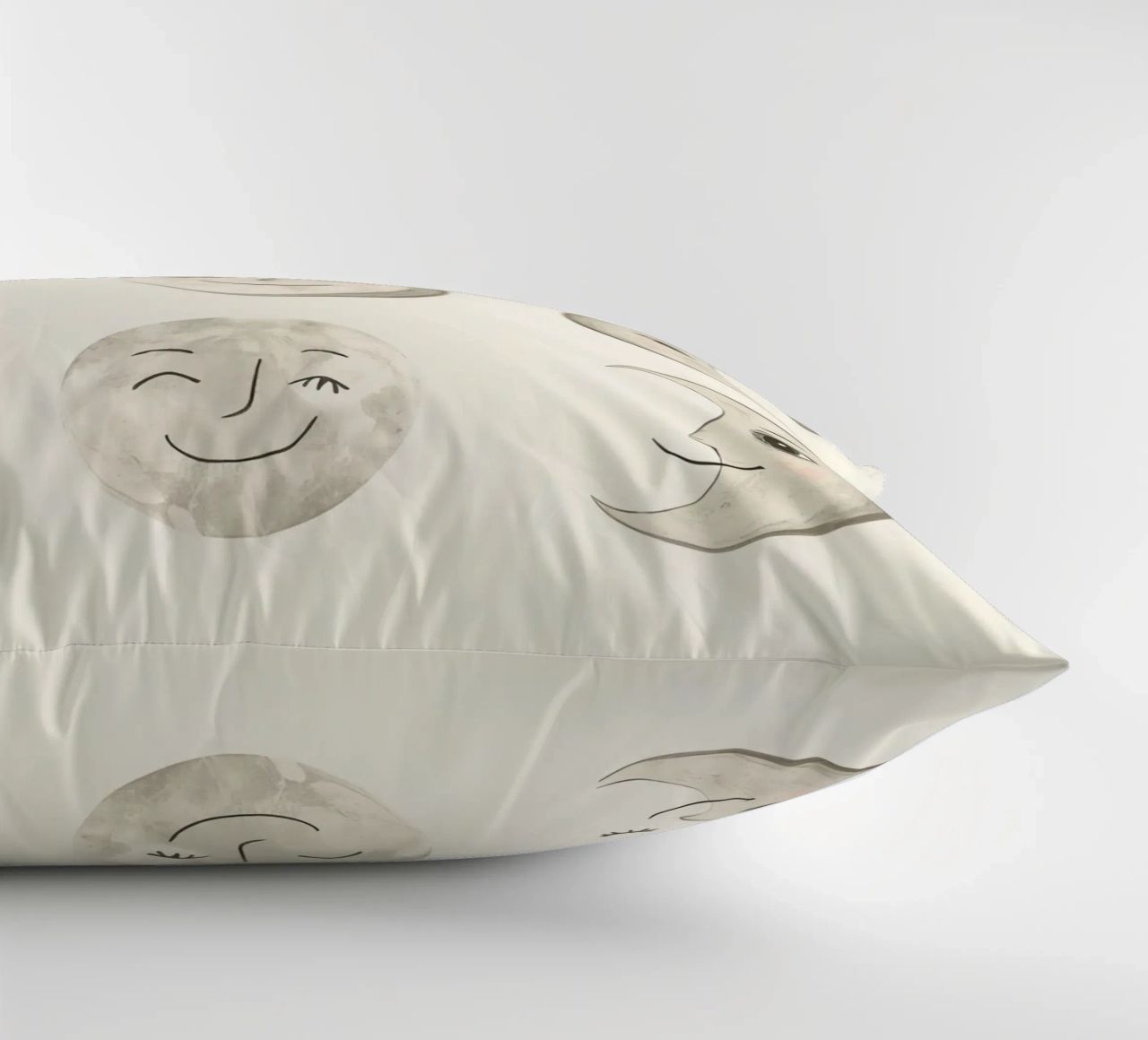 Smiling Moon Faces in Different Phases with Various faces decorative cushion by DesignDoodle