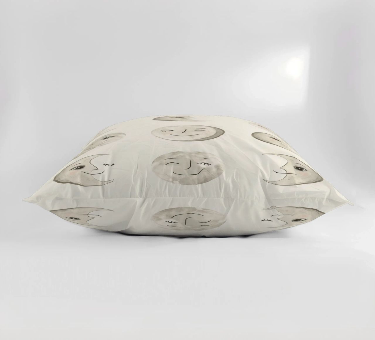 Smiling Moon Faces in Different Phases with Various faces decorative cushion by DesignDoodle