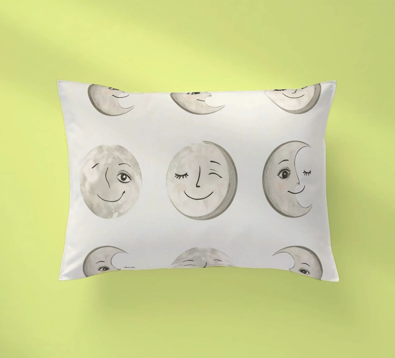 Smiling Moon Faces in Different Phases with Various faces decorative cushion by DesignDoodle