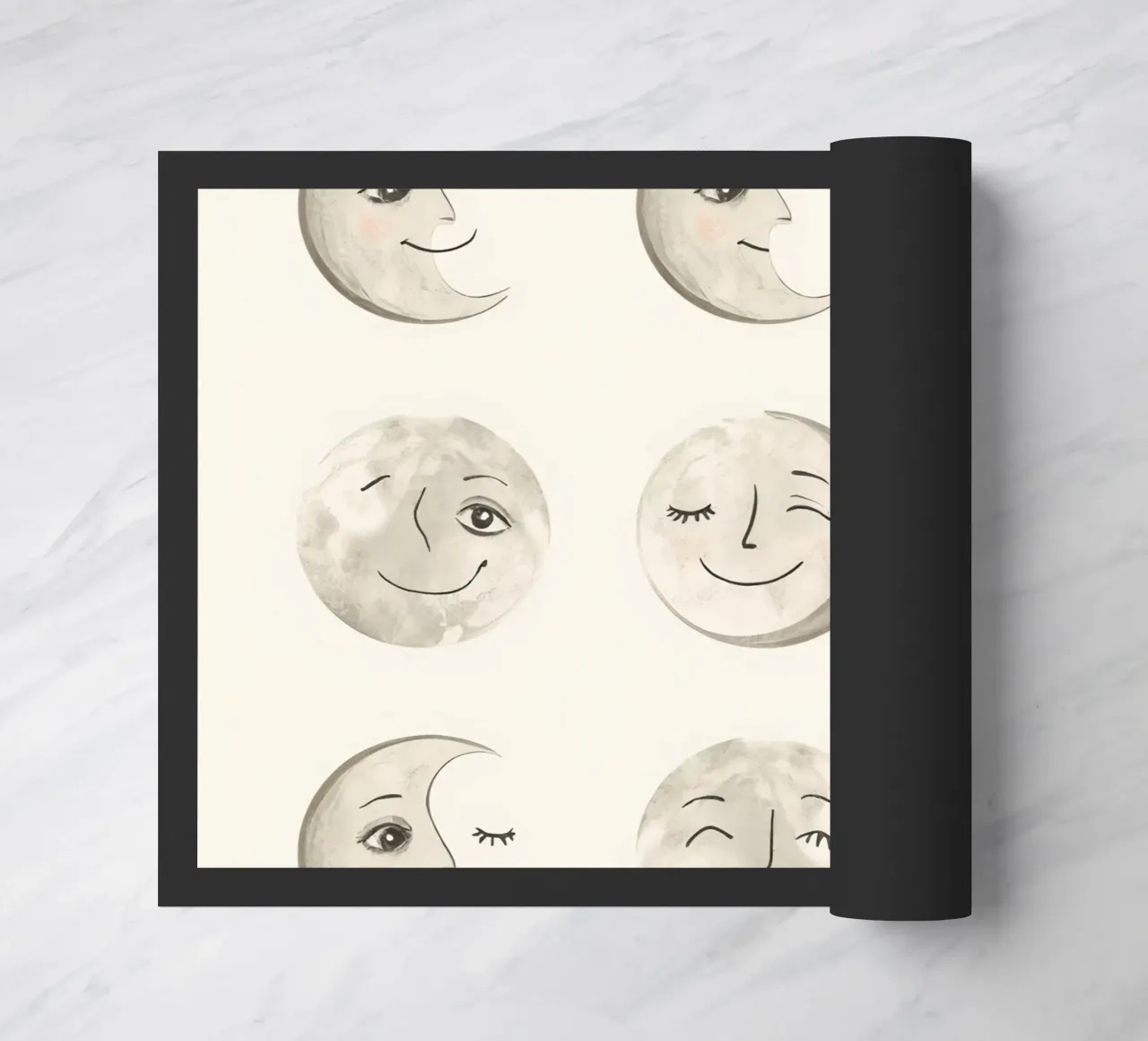 Visages de lune souriants dans différentes phases avec différents visages paillasson de DesignDoodle
