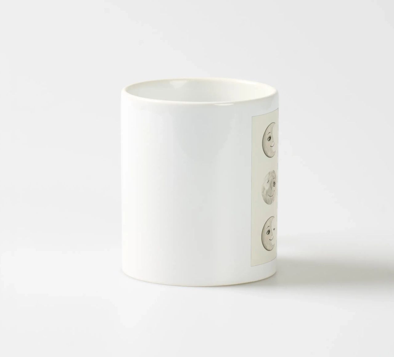 Smiling Moon Faces in Different Phases with Various faces ceramic mug by DesignDoodle
