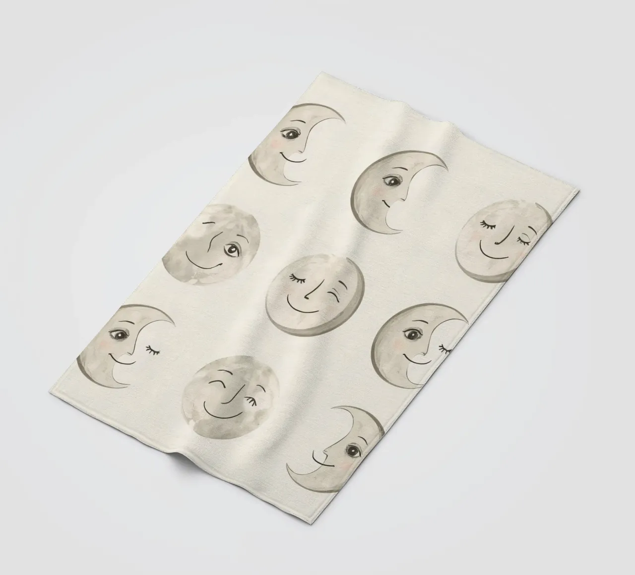 Visages de lune souriants dans différentes phases avec différents visages plaid polaire de DesignDoodle