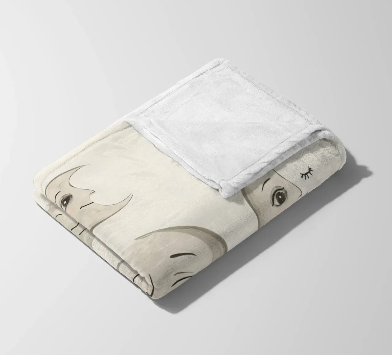 Smiling Moon Faces in Different Phases with Various faces fleece blanket by DesignDoodle