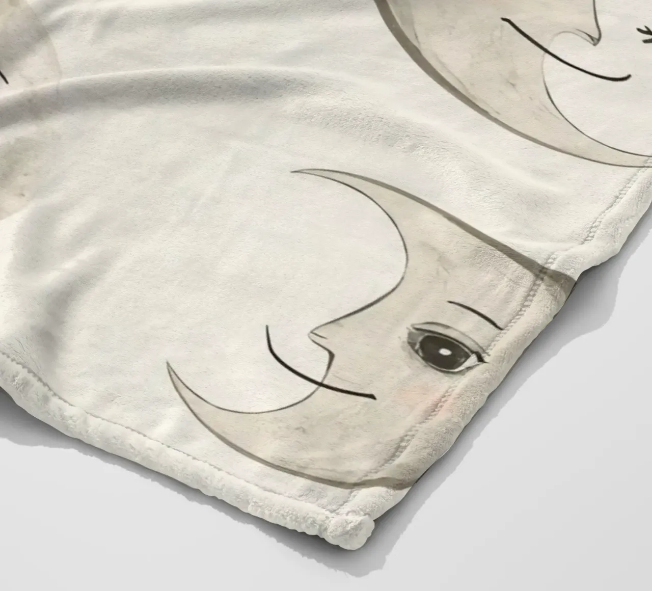 Smiling Moon Faces in Different Phases with Various faces fleece blanket by DesignDoodle
