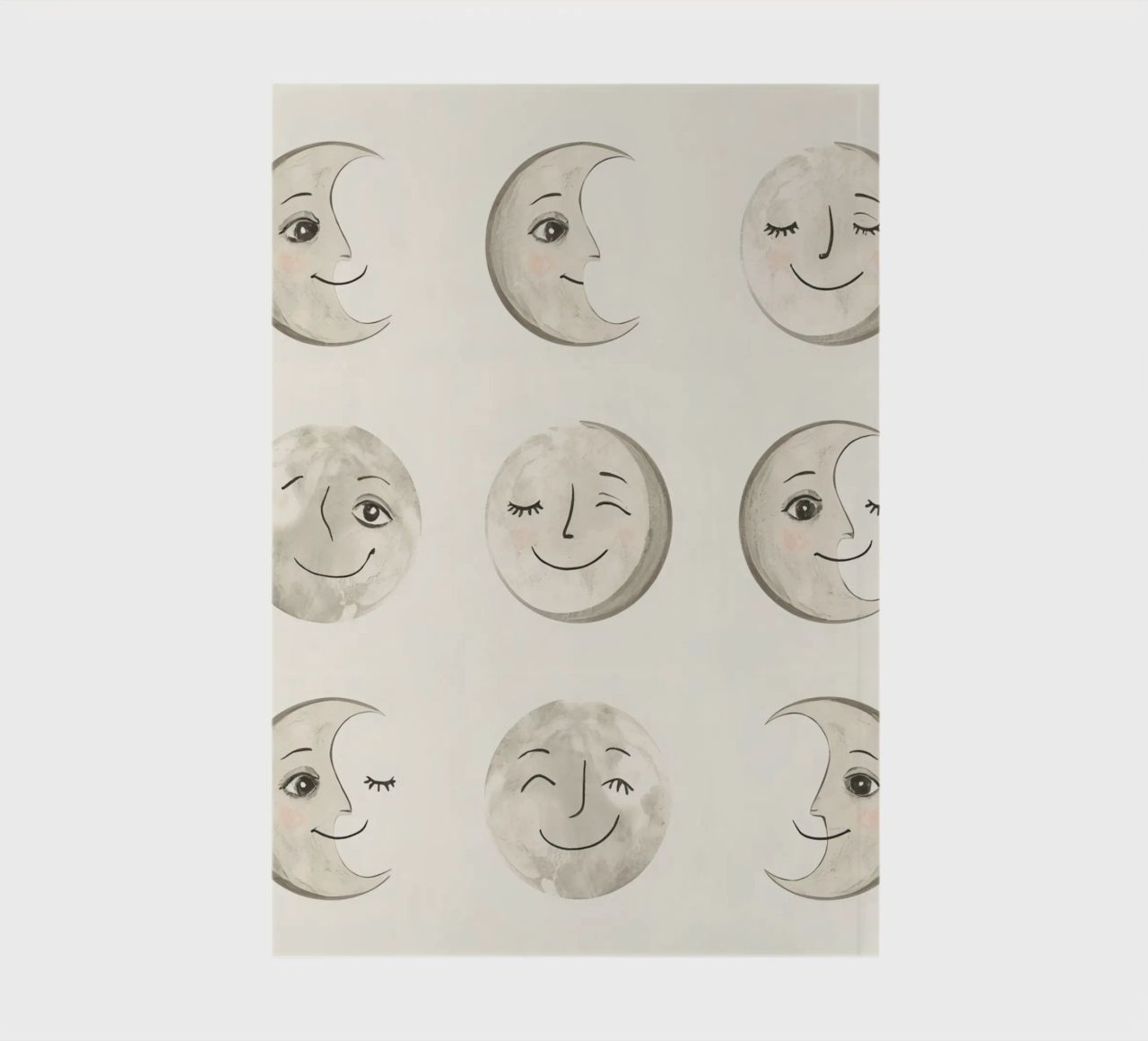 Smiling Moon Faces in Different Phases with Various faces notebook by DesignDoodle