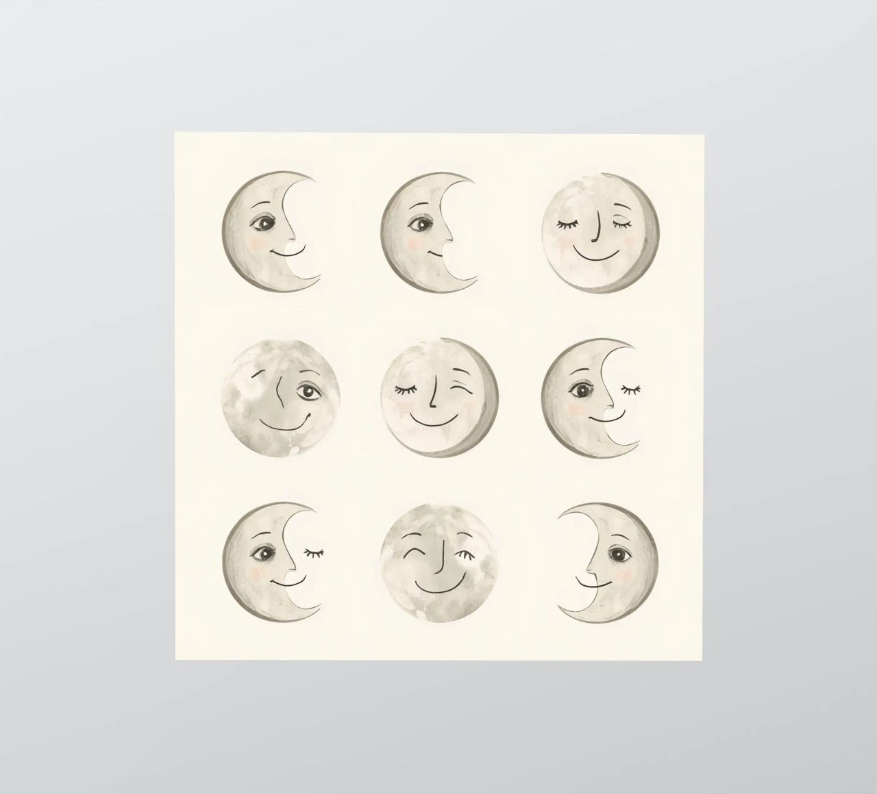 Smiling Moon Faces in Different Phases with Various faces sticker by DesignDoodle