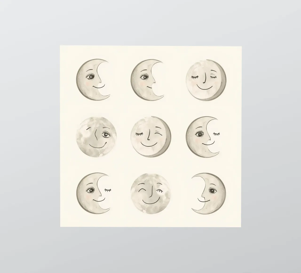 Lächelnde Mondgesichter in verschiedenen Phasen mit verschiedenen Gesichtern Sticker von DesignDoodle
