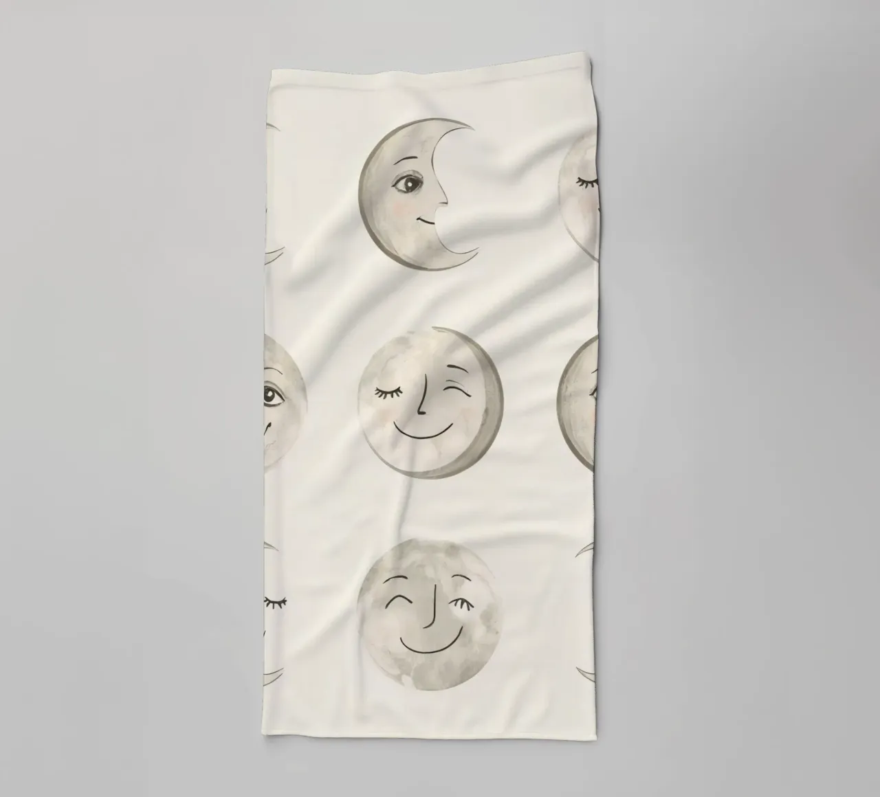 Smiling Moon Faces in Different Phases with Various faces towel by DesignDoodle