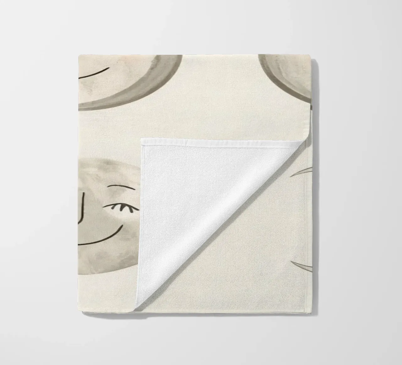 Smiling Moon Faces in Different Phases with Various faces beach towel by DesignDoodle