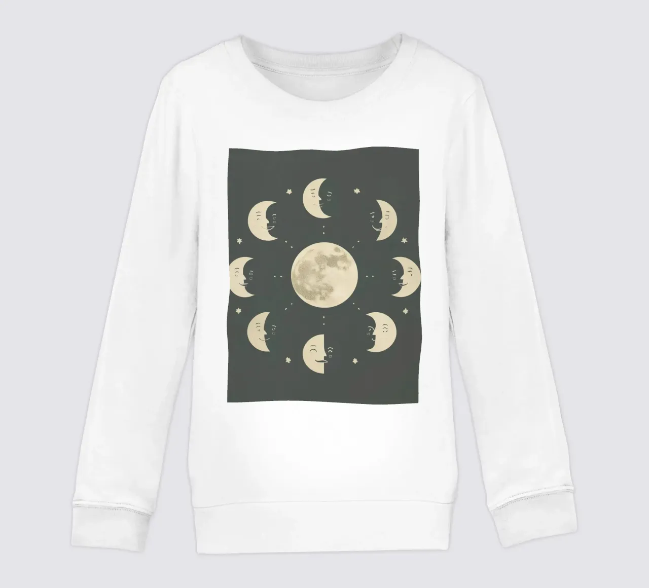 Moon faces shows full moon at center felpa bambino da DesignDoodle