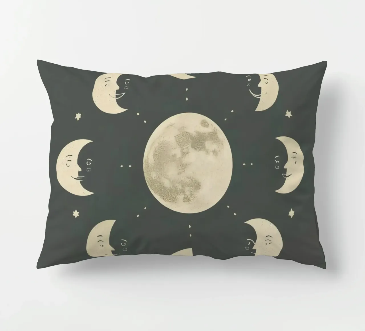 Moon faces shows full moon at center cuscino da DesignDoodle