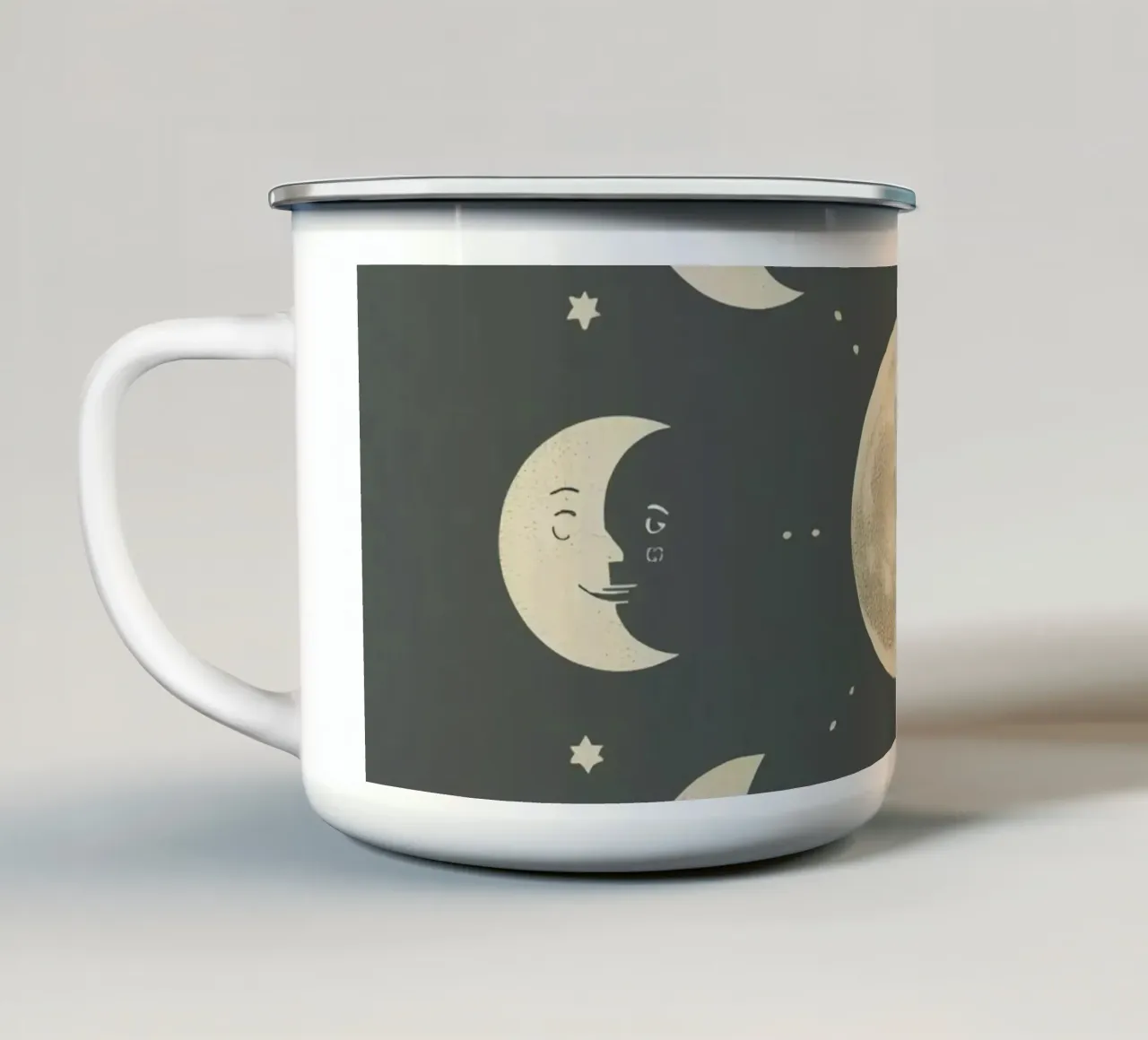 Moon faces shows full moon at center tazza in smalto da DesignDoodle