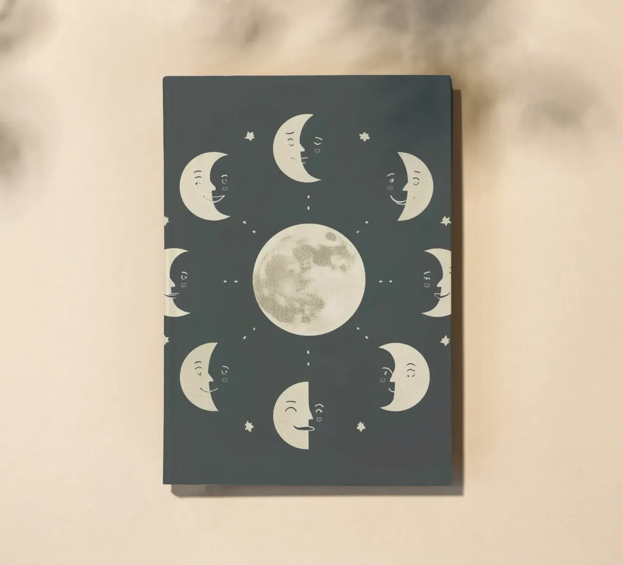 Moon faces shows full moon at center notebook by DesignDoodle