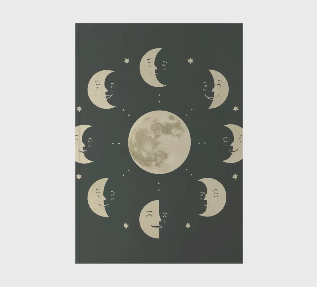 Moon faces shows full moon at center notebook by DesignDoodle